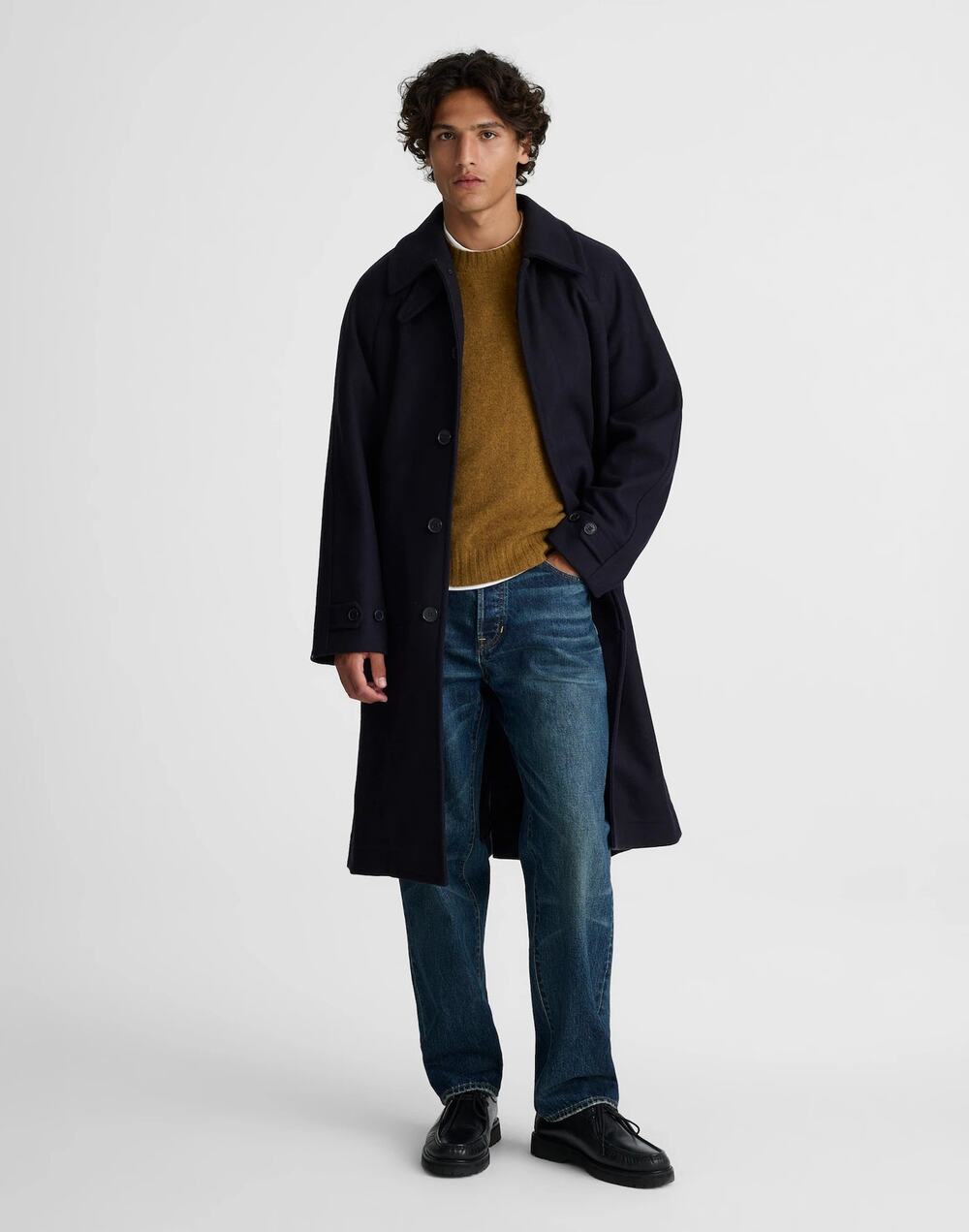 Madewell Men's Officer Coat in Italian Melton Wool Blend Dark Navy Size XS NWT